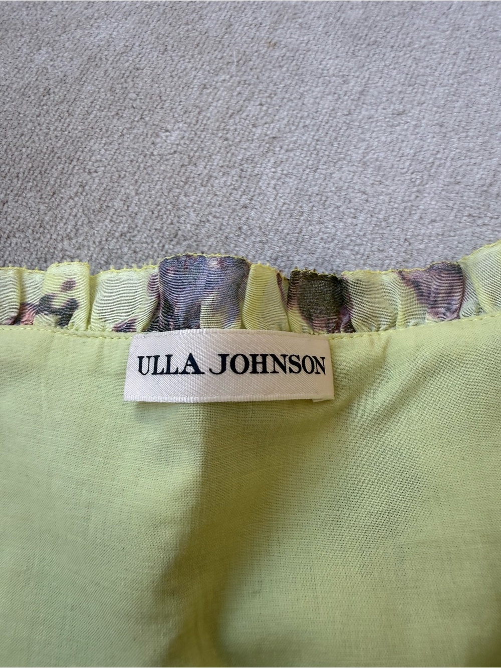 Ulla Johnson Lime Floral Tie-Shoulder Peplum Bustier Top - Picture 4 of 5